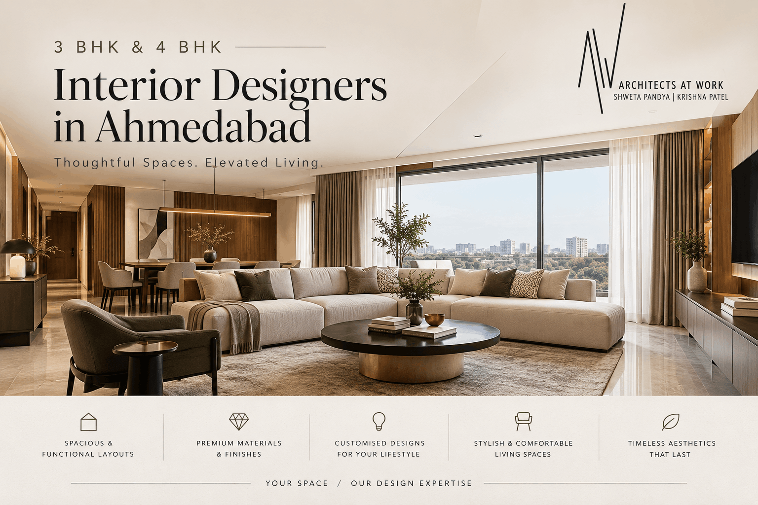 3 BHK and 4 BHK Interior Designers in Ahmedabad